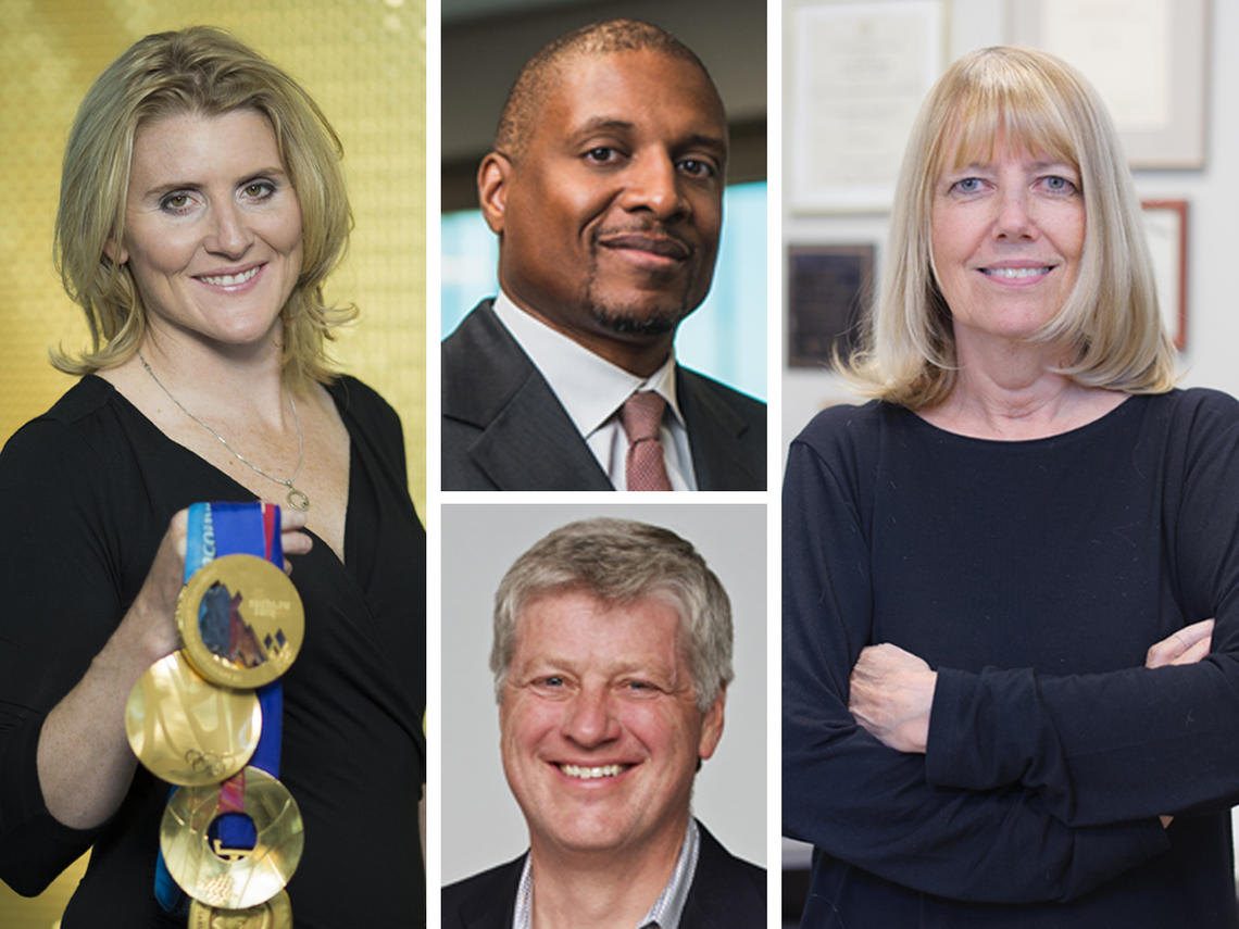 Clockwise, from top left, Hayley Wickenheiser, Ian Minnifee, Viola Birss, and Harvey Locke.