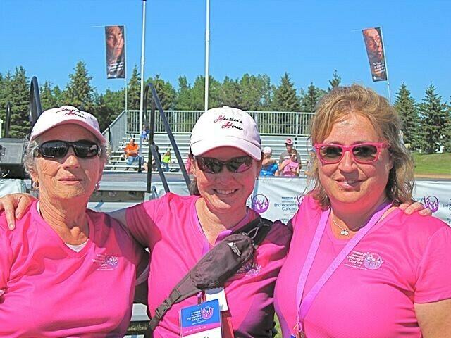 Heather Culbert (right) seen in July 2010 with her mother (left) and a friend (centre) after finishing a 60-kilometre Walk To End Women’s Cancer. 