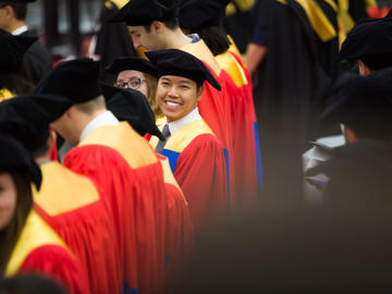 Students celebrate graduation at the 2019 fall convocation ceremony.